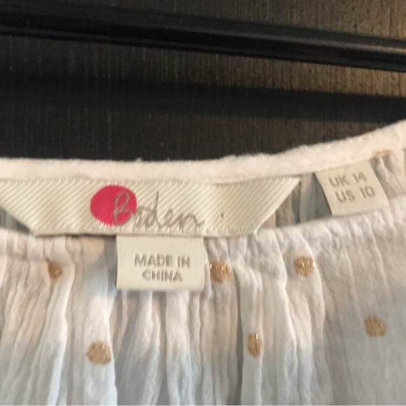 Boden white gauze gold polka dot shirt size 10 US. - Picture 4 of 4